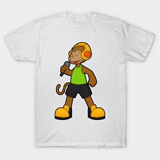 Monkey as Singer with Microphone & Headphone T-Shirt